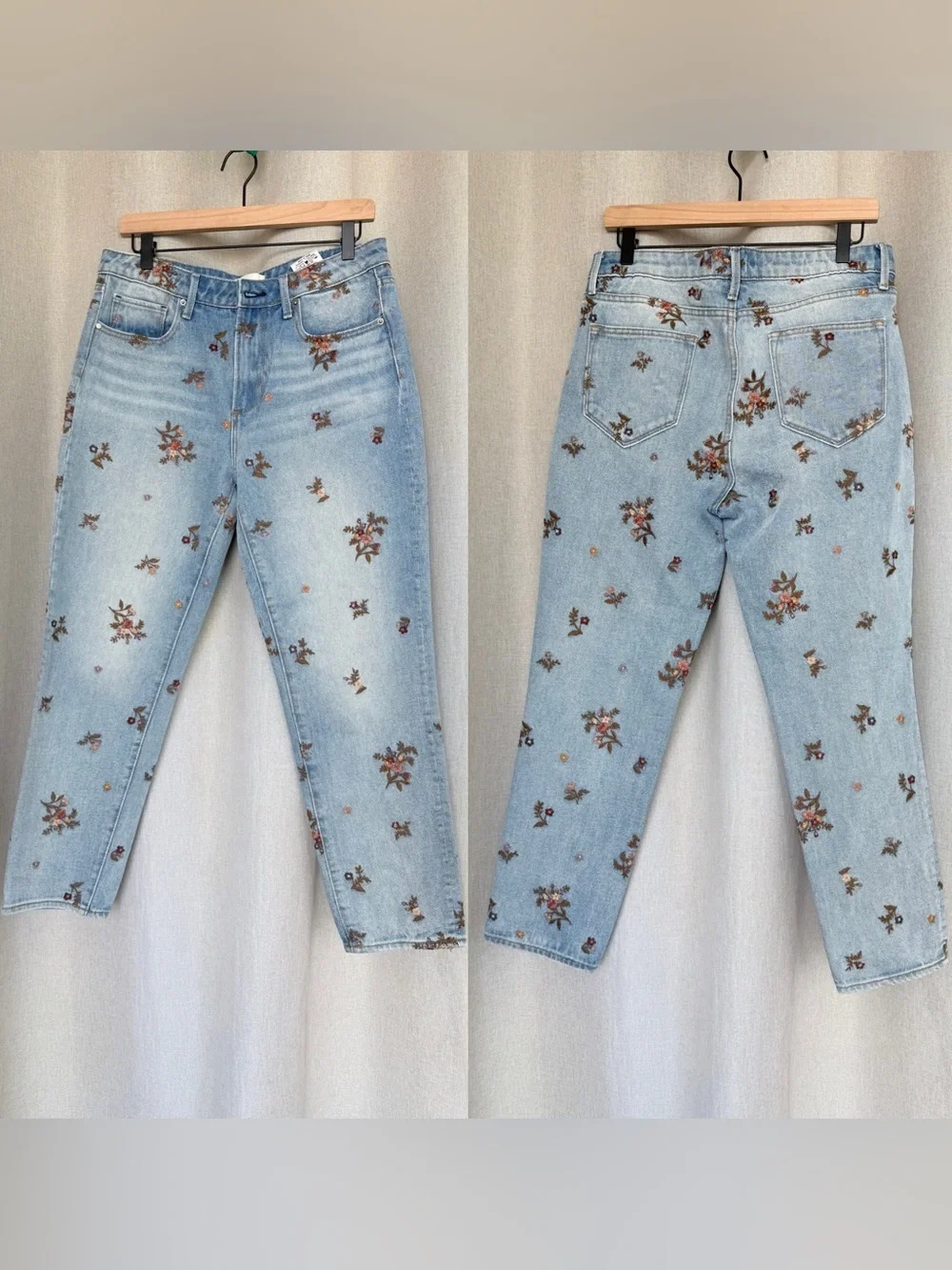 Driftwood NWOT Gizelle Embroidered Flowers Cropped Jeans W29